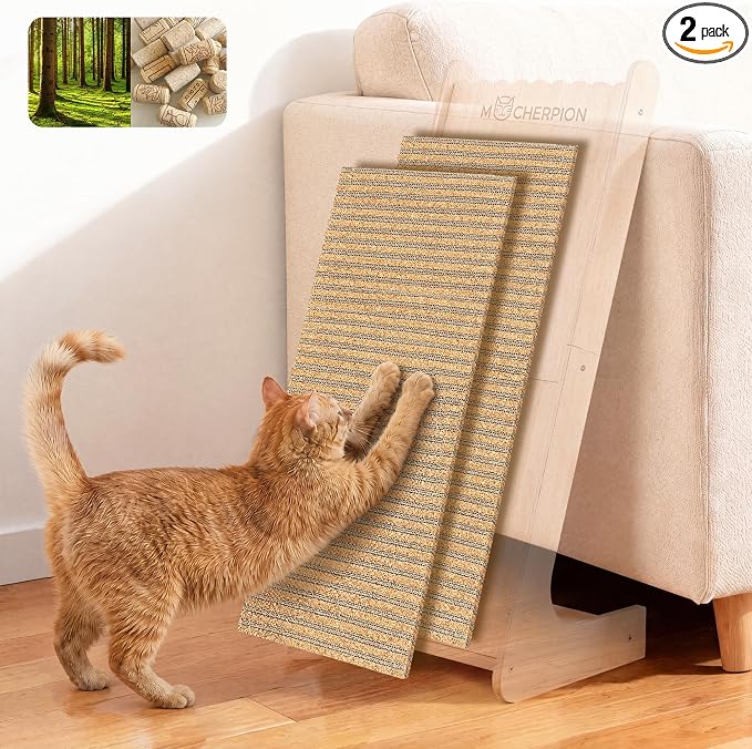 Cork Cat Scratch Pad-2Pcs Replaceable Scratching Mats for Cat Scratchers | Cat Scratch Pad for Cats- 2 Pcs Replaceable Pads-Eco-Friendly Sustainable-Replacement Core for Cats Scratching Board only