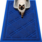 Smiry Cat Litter Box Mat 30x17, Non-Slip Water Resistant Litter Trapping Mat, Easy Clean Less Waste and Urine-Locking Cat Carpet for Indoor, Blue