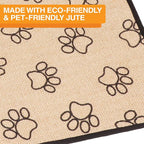 Neater Pets Jute Litter Trapping Mat, Eco-Friendly Plant-Based Material Catches Mess from Kitty Litter Box to Protect Floors, Soft on Cats Paws, Anti-Skid Backing, Easy to Clean, Paw Print, 24" x 36"