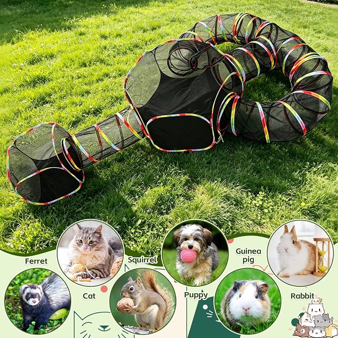 CypherX Outdoor Cat Enclosure,Portable Cat Tent with Tunnel Popup Catio | 4-in-1 modular design: 2 tents,11.8" wide tunnels & carry bag. Durablepop-up setup for small animals, rabbits & cats.