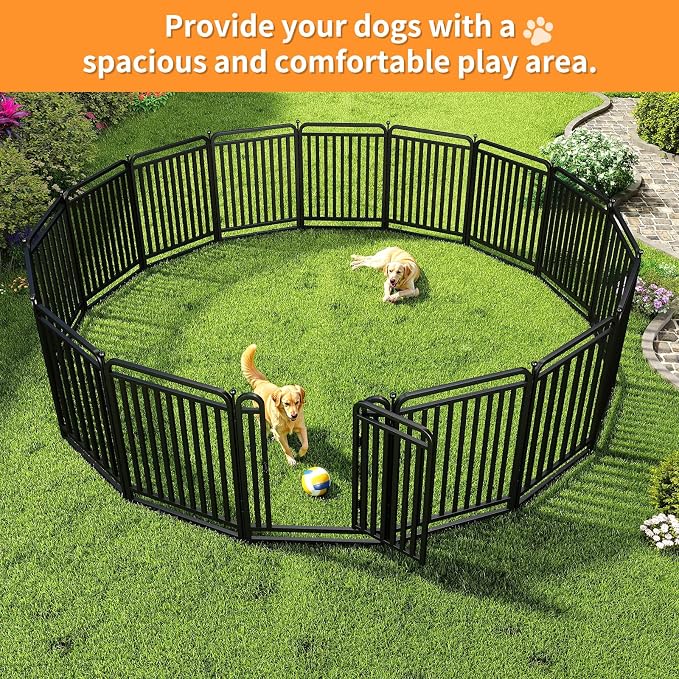 Puppy Playpen Dog Playpens Fence Outdoor Thickened Metal Tube, Low Threshold Dog Play Pen Indoors, 32" Height 40 Panels for Small/Medium/Large Dogs (Black)