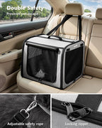 Dog Car Carrier Light Weight 19.7×16.9×14.8in, Foldable Dog Carrier, Gray | Easy to Assemble, Portable and Breathable Pet Carrier, Suitable for Indoor and Outdoor Use, Dog Travel Crate with Curtain