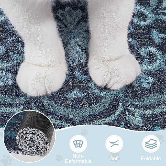 Unicorn Catcher 24"x15" Cat Litter Mat Non-Slip Washable Litter Box Mat | High-Density PVC Litter Catcher Mat Efficiently Traps Scattered Litter From Paws To Keep Floors Clean