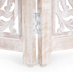Lightnpro 4-Panel Carved Wooden Dog Gate with Stopper – 72 Inch Extra-Wide Foldable Freestanding Pet Barrier, White Wash Indoor Safety Fence for Small Dogs & Puppies – 24x18 Inch Panels