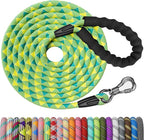 NTR Long Dog Leash,15FT Rope Leash for Dog Training with Swivel Lockable Hook,Reflective Threads and Comfortable Handle,Dog Lead for Walking,Hunting,Camping for Medium and Large Dog, Teal/Yellow