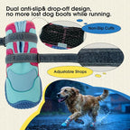 Lelepet 4pcs Dog Shoes for Hot Pavement,Dog Booties for Large Size Dogs | Breathable dog booties with reflective double straps protect paws from hot pavement and outdoor terrain. Blue