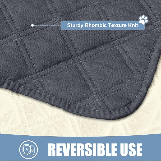 Smiry Waterproof Reversible Pet Couch Covers for Dogs | Pet Friendly, Soft Fabric, Washable Sofa Furniture Protector for Dogs Cat Kids, Checkered (40"x80", Dark Grey/Beige)