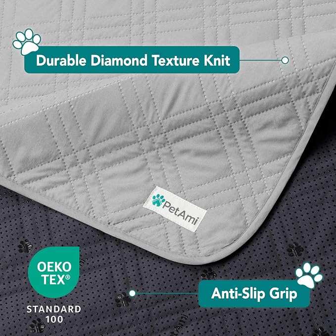 PetAmi Waterproof Couch Cover for Dog Bed Sofa Blanket, 68x82 Light Gray | Leakproof Furniture Protector for Pet Cat, Machine Washable Pee Proof Mat for Chair Car Seat, Durable & Anti Slip Backing
