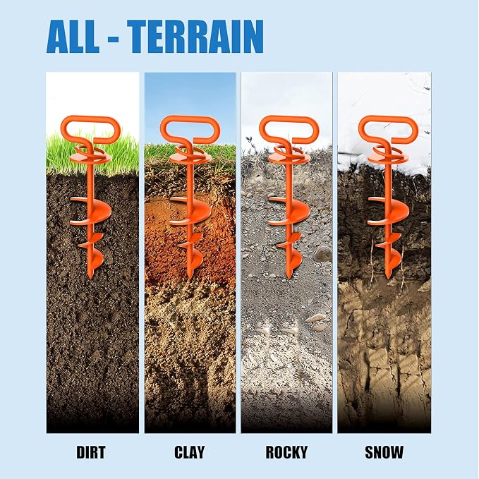 Eurmax USA 2-Pack Heavy Duty Dog Tie Out Stake, No-Tangle In Ground Anchor Runner for Large Dogs up to 210 Lbs - Perfect for Yard, Beach and Camping (Square,Orange)