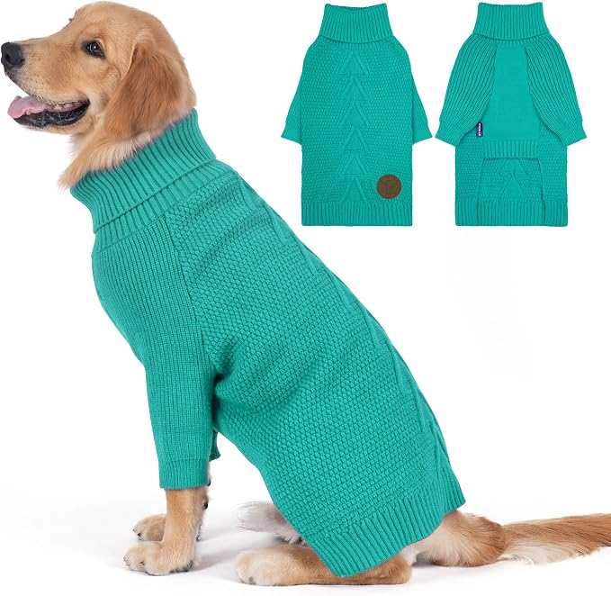 cyeollo Dog Sweater Long Sleeve Knitted Turtleneck Pullover Warm Clothes | Ultra Soft Warm Knit, Full Coverage, 4-Way Stretch for Easy Movement, Easy On & Off, Winter Daily Wear for Small Dogs