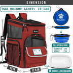 PetAmi Dog Backpack Carrier, Airline Approved 4-Way Entry Cat Backpack Carrier, Ventilated Mesh, Collapsible Pet Carrier for Small Puppy, Kitten, Hiking, Travel Car, Vet, up to 18 lbs, Red