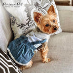 Parisian Pet Chambray Overall Dog Dress - Summer Clothes for Small Dogs Girl - Blue Denim Pet Dress - Designer Dog Overalls - Lightweight and Breathable Puppy Clothes - Dresses for Dogs