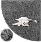 Tinideya Corner Cat Litter Mat 31"x 31" Kitty Litter Box Trapping Mat Large Waterproof Corner Rug Non Slip, Easy Clean, Machine Washable(Dark Gray)
