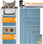 Cat Litter Mat 27"x46",Double Layer EVA litterbox Mat, Blue | Waterproof honeycomb large grid, urine-proof and odor-free. Traps litter, easy cleanup,Washable, non-slip backing