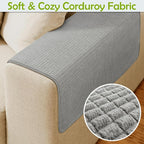 Couch Arm Covers, Sofa Arm Covers, Waterproof Armrest Covers for Sofa, Armchair, Loveseat, Non-Slip Recliner Arm Covers, Sofa Headrest Covers, Arm Chair Covers Set of 2 (Gray, 24"×20")