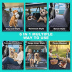 Meginc Dog Car Seat Cover for Back Seat, 54" Waterproof Dog Car Hammock with Mesh Window and Side Flaps, 600D Oxford Fabric Pet Seat Protector for Cars, SUVs & Mid-Size Trucks, Black