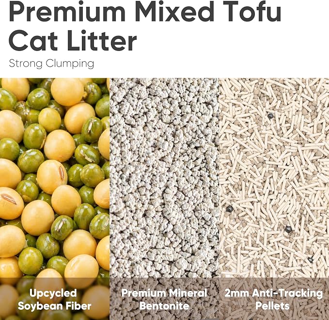 FUKUMARU Tofu Cat Litter, Bentonite Blend, Clumping, Odor Control, 18 lb | 30% Bentonite , Strong Clumping, Activated Carbon Odor Control, White Tea Scent