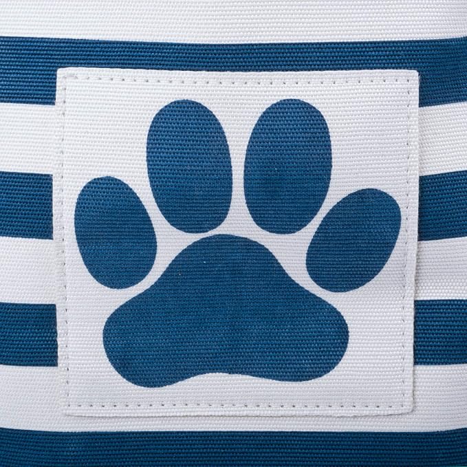 Bone Dry Pet Storage Collection Striped Paw Patch Bin, Large Rectangle, Navy