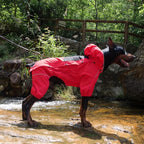 LOVELONGLONG Waterproof Dog Raincoat with Removable Hood – Outdoor Full Body Dog Jacket, Windproof Snowproof Shell Suit – All Season Pet Rain Gear Red XXS