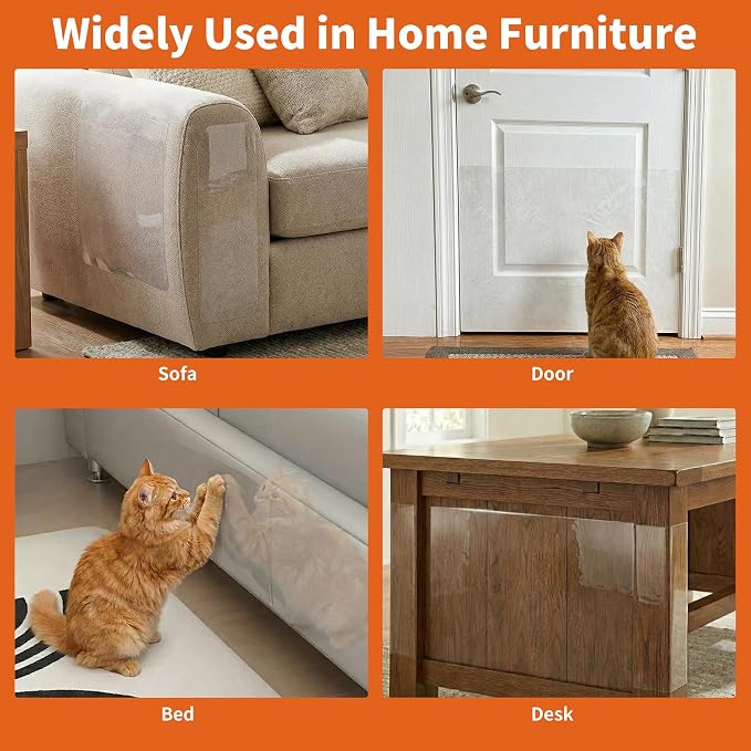 Cat Scratch Furniture Protector 12 Sheets with 50 Twist Pins XL 17" x 12" | Scratch Protector for Cats, Non-Toxic Safe for Kids & Pets, No Residue Couch Protector from Cat Scratching, Cuttable to Fit
