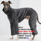 D Doggy Star Italian Greyhound Clothes Sweater Fleece Basic Onesie Whippet for Dog Turtleneck Outfits Coat (L,FLCE Charcoal)