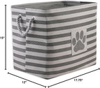 Bone Dry Pet Storage Collection Striped Paw Patch Bin, Large Rectangle, Gray