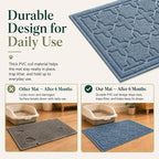 Yimobra Cat Litter Mat, Easy Clean Trapping PVC Mat, 35.4" x 23.6", Waterproof Backing, Non Slip Bottom, Scatter Control Pad for Litter Box, Tea Blue