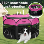 Love's cabin Pet Puppy Dog Playpen, Medium Dog Tent Crates Cage Indoor/Outdoor, Portable Playpen for Cat, Foldable Pop Up Dog Kennel Playpen with Carring Case, Removable Zipper Top, Pink