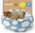 LE SURE Shown on TV Jacquard Donut Cute Small Dog Beds,Blue 23x23x7in | Orthopedic Calming Cat Sofa Indoor,Original Design Pattern,Washable Cover,Home Decor as Gift for Pet ,Anti Slip Bottom