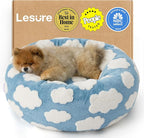 LE SURE Shown on TV Jacquard Donut Cute Small Dog Beds,Blue 23x23x7in | Orthopedic Calming Cat Sofa Indoor,Original Design Pattern,Washable Cover,Home Decor as Gift for Pet ,Anti Slip Bottom