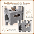 Heybly Cat Tree, 74.8-Inch Spacious & Tall Cat Tower for Large Cats HCT062W | Cat Furniture with Large Top Perch, Solid Base, 2 Cat Condos, Hanging Hammock, Durable Sisal Scratching Posts, Light Gray
