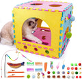 Cat Houses for Indoor Cats, Cute Cat Bed Cave with Soft Pillow, Cat Cube for Multiple Large Cats, Fun Dice Shaped, 17 Inches