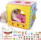 Cat Houses for Indoor Cats, Cute Cat Bed Cave with Soft Pillow, Cat Cube for Multiple Large Cats, Fun Dice Shaped, 17 Inches