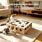 Wooden Cat Scratch Puzzle Enrichment Box, Interactive Cat Nail File Enrichment Box with Sandpaper Inside and Bell Ball, Scratch Puzzle Box for Cat Stress Free Alternative to Clippers and Grinders