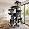 SHA CERLIN 82 inch Cat Tree Tower, Multi-Level Cat Condo with Plush Perches, Sisal Scratching Posts, Hammock and Toys, Stable Cat Tower for Kittens and Adult Cats, Dark Grey