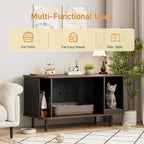 Halitaa 37.4" Cat Litter Box Enclosure with Scratch Pad, Sliding Door | Litter Box Enclosure Furniture Hidden Litter Box, Modern Indoor Cat House, TV Stand, Side End Table for Living Room, Black