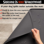 DogBuddy Dog Food Mat – Waterproof Dog Bowl Mat for Food and Water, Silicone Pet Feeding Mats for Floors, Non-Slip Placemat with High Edges for Dogs Bowls, Puppy Essentials (Small: 19"x12", Shadow)