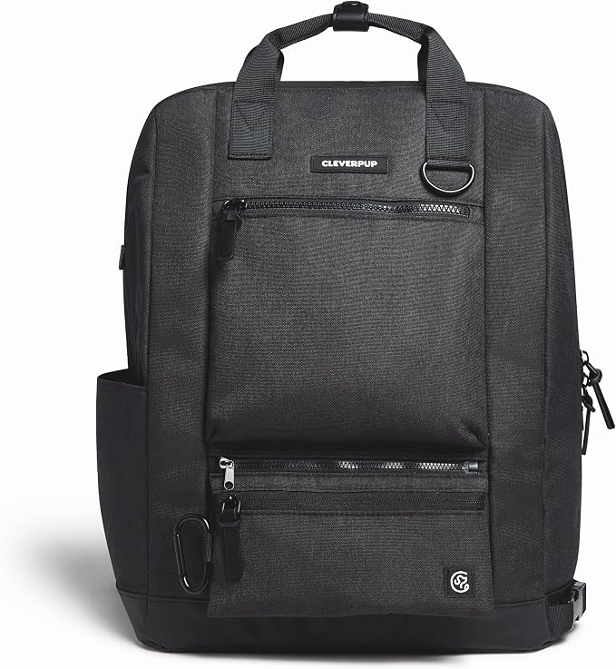 Cleverpup Porter 2-in-1 Dog Gear Backpack – Premium Dog Travel Bag with 10 Pockets, Zip-Off Treat Pouch, Leash Clip, Waterproof Pockets & Water Bottle Holder – Weekend, Hiking, Camping, Graphite