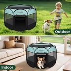 Love's cabin Pet Puppy Dog Playpen, Small Dog Tent Crates Cage Indoor/Outdoor, Portable Playpen for Cat, Foldable Pop Up Dog Kennel Playpen with Carring Case, Removable Zipper Top, Green