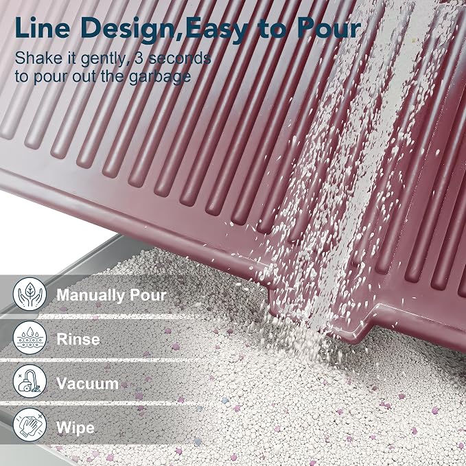 UPSKY Large Cat Litter Mat 31" x 24 Waterproof and Washable, Soft on Paws | Litter Catcher Pad, Cat Litter Trapping Mat, Scatter Control, Fits Most Litter Boxes, Use for Dogs & Cats, Red