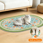 Cat Litter Mat, 33"x22" High Density PVC Litter Trapping Mat, Non-Slip, Waterproof & Urine-Proof Litters Catcher Mats, Keep Floor Clean, Soft on Kitten Paws, Cat Essentials Bean Green