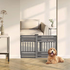 IRIS USA Pet Gate, Adjustable Width, Gray | Stair Safety, Pressure Mount System, Expandable Barrier, Walk-Through Design, One-Hand Open, No Drilling Needed