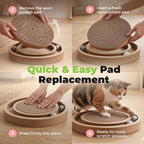 Catify Spin n' Scratch Cat Scratch Pad Refill - Round, 3-Pack | Corrugated Cardboard, Double Sided Cat Scratching Pad, Indoor Furniture Protector, Durable, For Kittens and Cats,