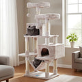 Hey-brother Cat Tree Tower with Sisal Scratching Posts, Big Condo, MPJ020MU | 53.7 Inches Multi-Level Cat House with 2 Bigger Plush Condos, 2 Platforms, Hammock, Toy Balls for Indoor Cats, Muchroom