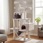 Hey-brother Cat Tree Tower with Sisal Scratching Posts, Big Condo, MPJ020MU | 53.7 Inches Multi-Level Cat House with 2 Bigger Plush Condos, 2 Platforms, Hammock, Toy Balls for Indoor Cats, Muchroom