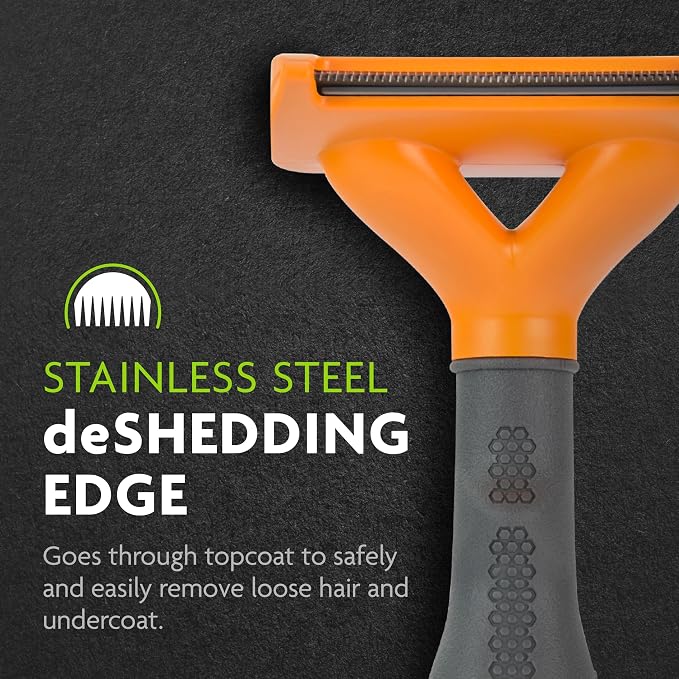 FURminator Medium Dog Undercoat deShedding Tool for Long Hair | Reduces Loose Hair From Shedding, Easy Clean-Up, For 25-50 lbs, Use Weekly, Ergonomic Handle For Comfort