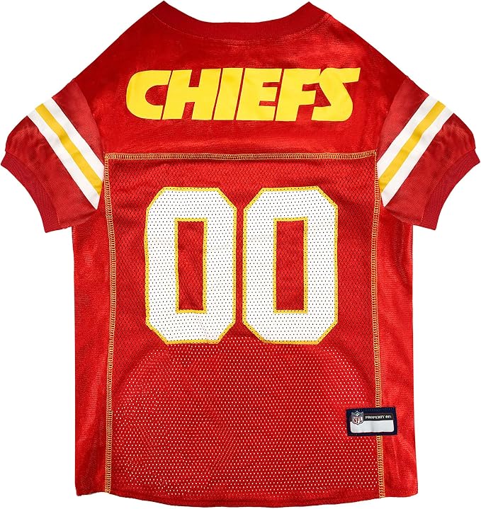 Pets First NFL Kansas City Chiefs Dog Jersey, Size Medium, Football Shirt Costume for Pet, Dog Sports T-Shirt, NFL Team Clothing for Cats, Licensed Pet Apparel Available in 7 Sizes and 32 Teams