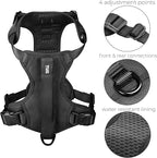 TUG Grab Dog Harness with Built-in Magnetic Traffic Leash (XL/Black) | Padded Magnetic Traffic Handle | Front & Rear Leash Clips | 4-Point Adjustable Fit | Durable Nylon | Aids No-Pull Training