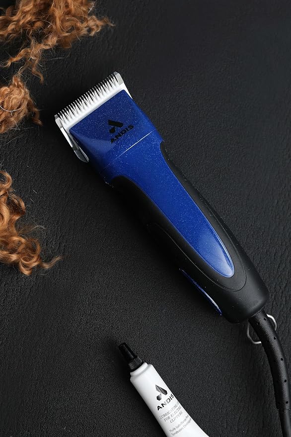 Andis 68520 Excel Professional 5-Speed Detachable Blade Clipper Kit, Blue | Includes world-class CeramicEdge blade that stays cool & sharp, dog grooming clippers, 14ft cord