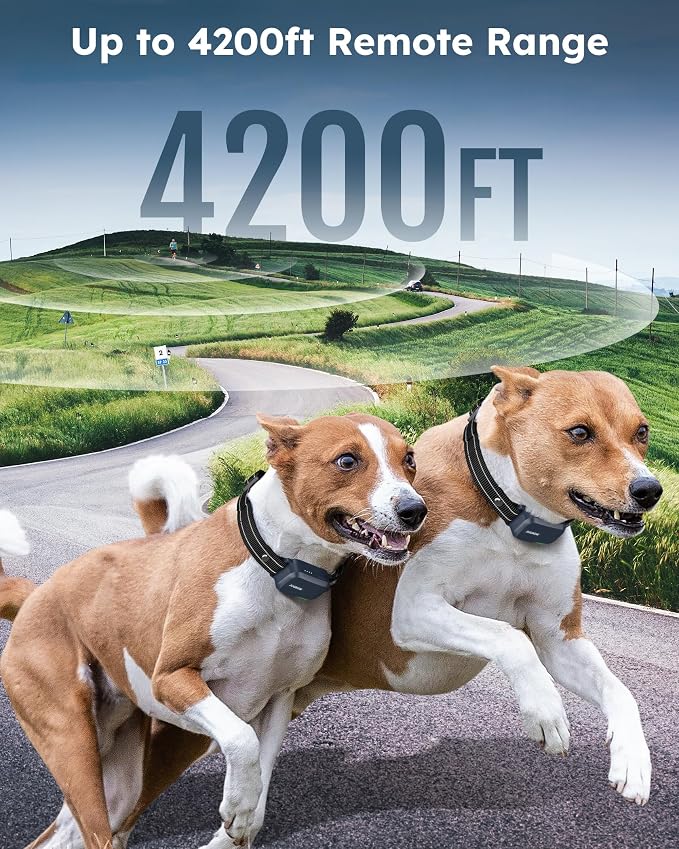 Shock Collar for 2 Dogs - 4200FT Dog Training Collar with Remote IPX7 Waterproof Electric Collar with 4 Training Modes, Security Lock E-Collar for Large Medium Small Breeds(Navy Blue)